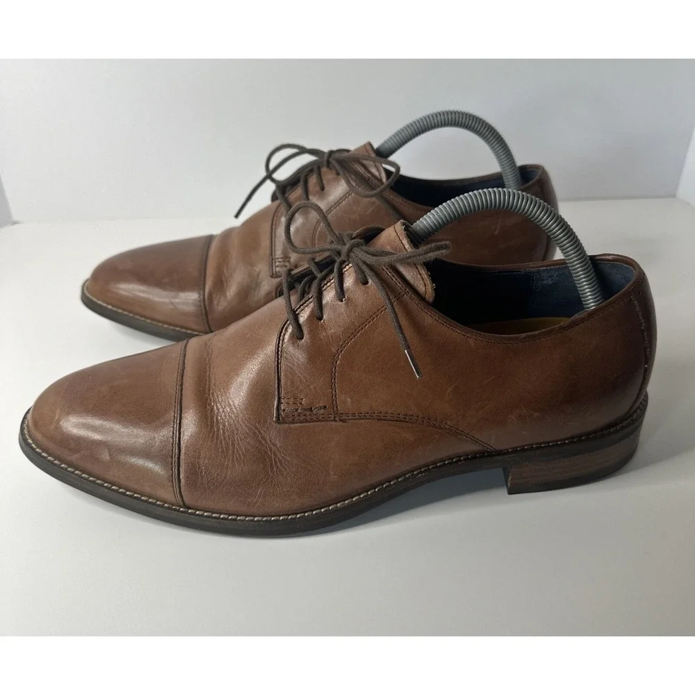 Cole Haan C11632 Men's Lenox Hill Cap Oxford British Tan Leather Dress Shoes 10W